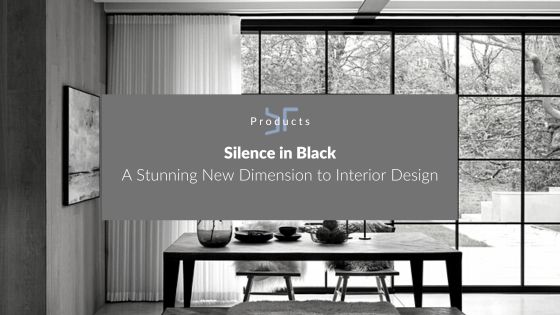 Silent Gliss new range of black products in a room setting with large wall window